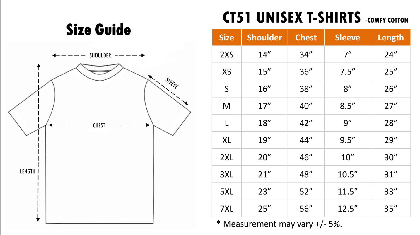 CT51 100_ Cotton Round Neck Size Chart
